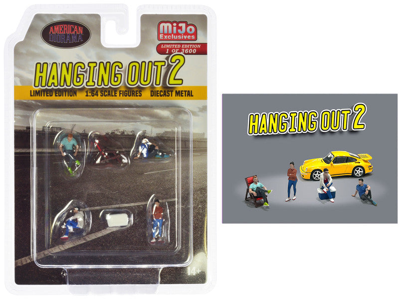 "Hanging Out 2" 6 piece Diecast Figure Set (4 Figures 1 Seat 1 Cooler) Limited Edition 1/64 scale models by American Diorama