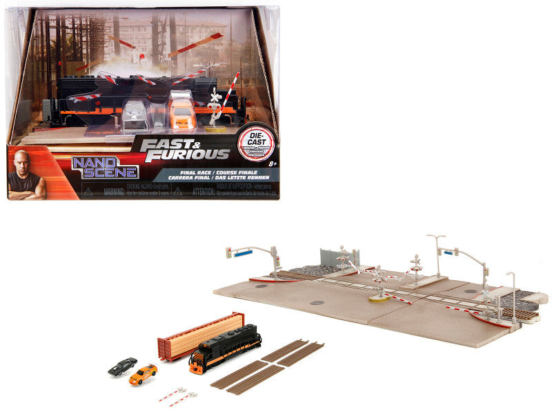 Fast & Furious Final Race Diorama with Brian's Toyota Supra and Dom's Dodge Charger "Nano Scene" Series model by Jada