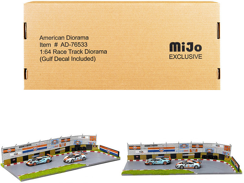 Gulf Oil Race Track Diorama with Decals for 1/64 Scale Models by American Diorama