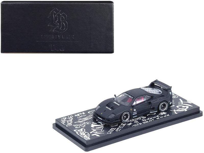 LBWK (Liberty Walk) F40 Matte Black "Hong Kong Toycar Salon 2023 Special Edition" 1/64 Diecast Model Car by Inno Models