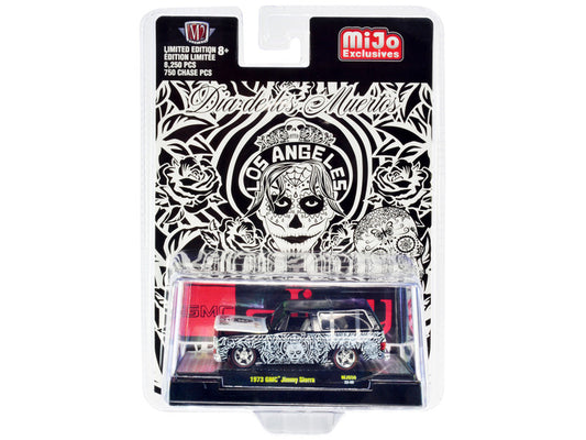 1973 GMC Jimmy Sierra Black "Dia De Los Muertos - Los Angeles" Limited Edition 1/64 Diecast Model Car by M2 Machines