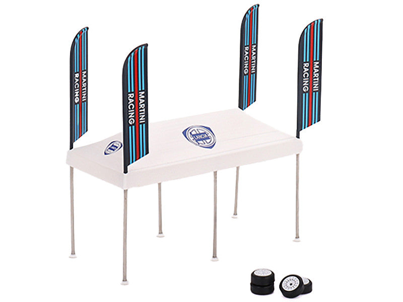 Paddock Service Tent Set with Extra Wheels Martini Racing for 1/64 scale models by True Scale Miniatures