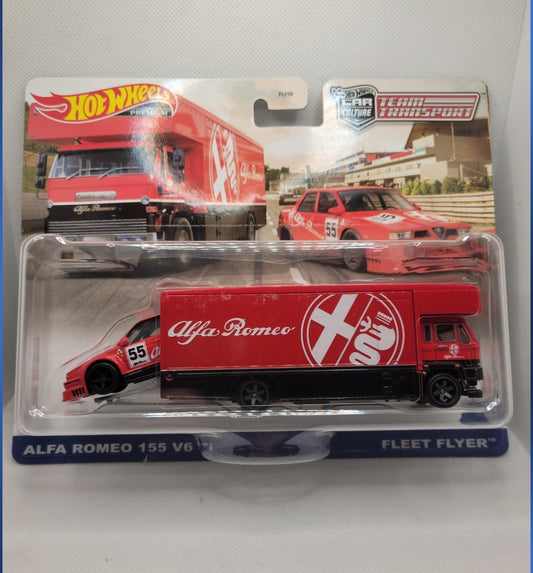 2023 Hot Wheels Team Tranport Alfa Romeo 155 V6 w/ Fleet Flyer